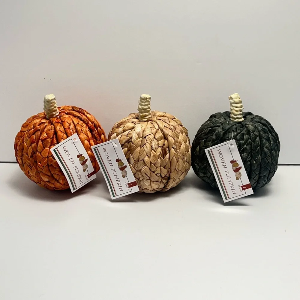 Target & Bullseyes Playground. Lot of 3, Fall Decorative Woven Pumpkins. BNWT